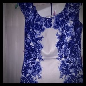 Blue and white dress